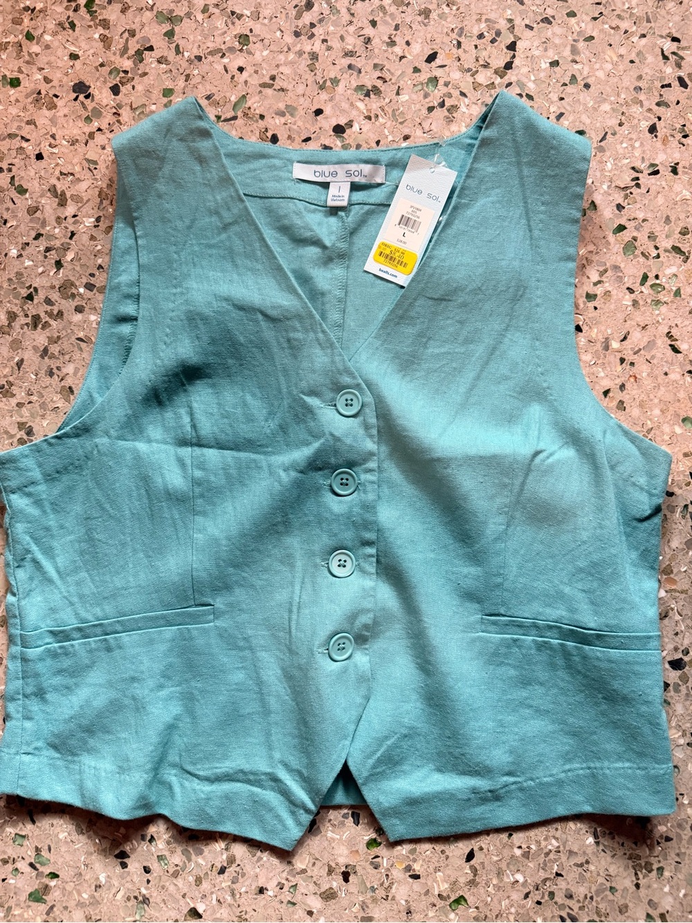 Levi's Aqua Button-Front Crop Vest